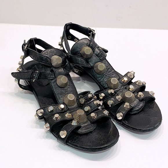 Balenciaga Black Arena Studded Sandals - 37.5 - Picture 3 of 9